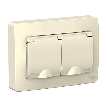 Розетка Systeme Electric Blanca встраиваемая молочная со шторками (BLNRS441122)