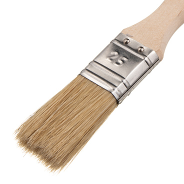 Кисть плоская натуральная щетина деревянная ручка Wenzo Wood 25х12 мм для эмалей и лаков на алкидной основе
