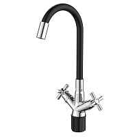 Смеситель для кухни Voda Dive хром/черный с гибким изливом двухвентильный (DV519FB)