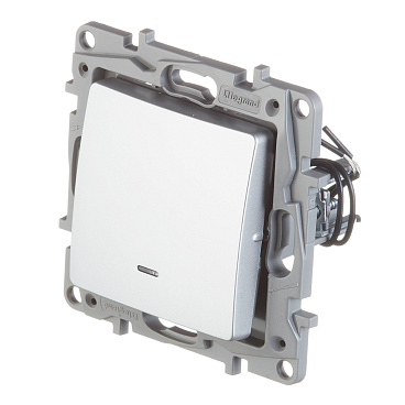 Выключатель Legrand Etika одноклавишный встраиваемый алюминий с подсветкой (672403)