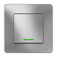 Выключатель Systeme Electric Blanca одноклавишный встраиваемый алюминий с подсветкой (BLNVS010113)
