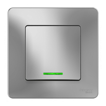 Выключатель Systeme Electric Blanca одноклавишный встраиваемый алюминий с подсветкой (BLNVS010113)