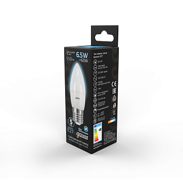 Лампа светодиодная Gauss E27 4100К 6,5 Вт 550 Лм 175-240 В свеча тонированная