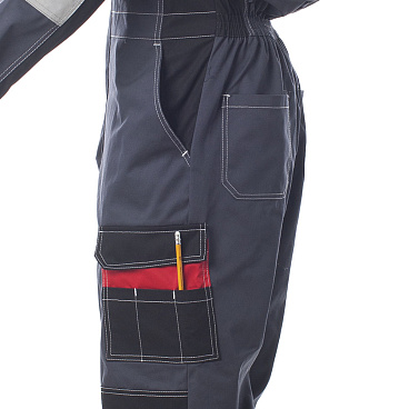 Комбинезон защитный Спрут Формула 48-50 рост 170-176 см серый/красный