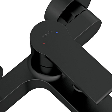 Смеситель для ванны Cersanit Brasko Black черный однорычажный с коротким изливом без лейки (63108)