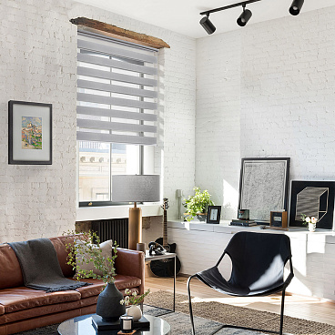 Рулонная штора день-ночь 70х160 см Уют Канзас светло-серая