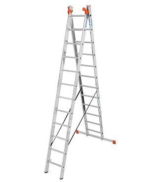 Лестница алюминиевая трансформер трехсекционная 12 ступеней Krause профессиональная