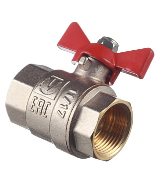 Кран шаровой латунный Valtec Base 3/4 ВР(г) х 3/4 ВР(г) бабочка прямой (VT.217.N.05)