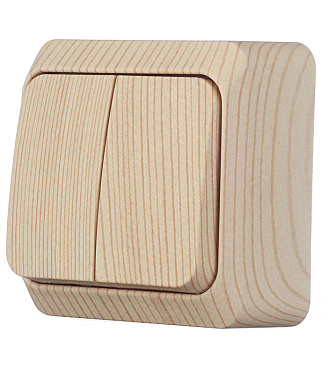 Выключатель Systeme Electric Этюд двухклавишный накладной сосна (BA10-002D)