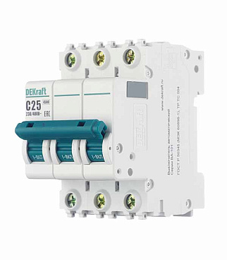 Автоматический выключатель модульный Dekraft BA-101 3P 25А тип C 4,5 кА 230/400 В (11080DEK)