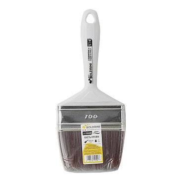 Кисть плоская искусственная щетина пластиковая ручка Boldrini 100х15 мм для всех типов ЛКМ на любой основе