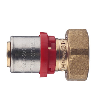 Соединитель прямой Tiemme с накидной гайкой под евроконус 20(пресс) х 3/4 ВР(г)