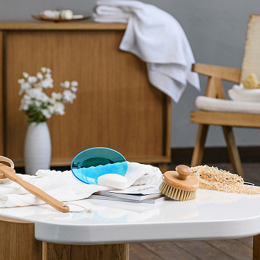 Мыльница для ванной Moroshka Bright Colors настольная стекло бирюзовая (917-311-02)