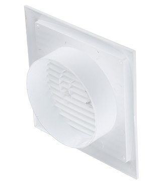 Решетка вентиляционная пластиковая торцевая Era РСФ 150х150 мм с фланцем d100 мм белая
