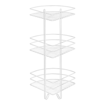 Полка для ванной Металаксон Drop угловая трехъярусная с крючками 200х200х585 мм металл белая (48991-3БМ)