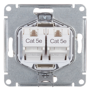 Розетка компьютерная Systeme Electric AtlasDesign встраиваемая алюминий 2хRJ45 (ATN000385)