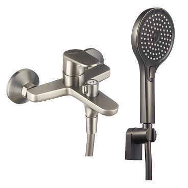 Смеситель для ванны Corsa Deco CX графит однорычажный с коротким изливом с лейкой (FBTCX1MG)