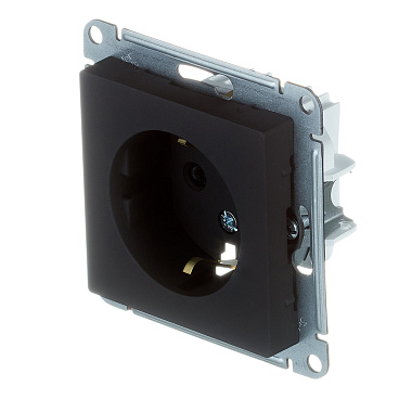 Розетка Systeme Electric AtlasDesign встраиваемая карбон со шторками (ATN001045)