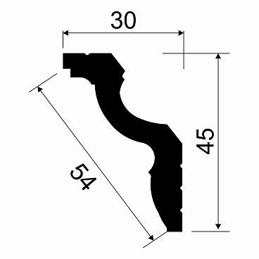 Плинтус потолочный из экополимера ударопрочный 45х30х2000 мм Cosca KX022