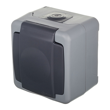 Розетка Makel накладная серая с крышкой (36064029)