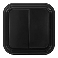 Выключатель Svet двухклавишный накладной черный (0603-00151)