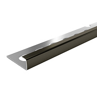 Профиль для плитки до 8 мм окантовочный Г-образный полированный нержавеющая сталь 2700х25х9,6 мм графит зеркальный