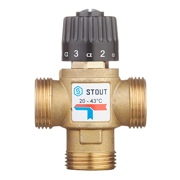 Клапан термостатический Stout подмешивающий 1 НР(ш) для отопления и ГВС 20-43 °С KVs 2,5 (SVM-0120-254325)