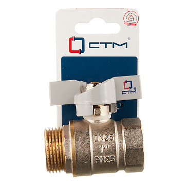 Кран шаровой латунный СТМ 1 ВР(г) х 1 НР(ш) бабочка прямой
