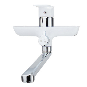 Смеситель для ванны Lavelly White Modern хром/белый однорычажный с длинным изливом с лейкой (623748)