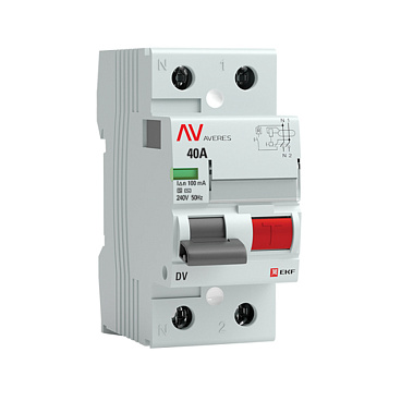 УЗО EKF Averes DV 40А 1P+N тип AC 100 мА 10 кА селективное (rccb-2-40-100-s-av)