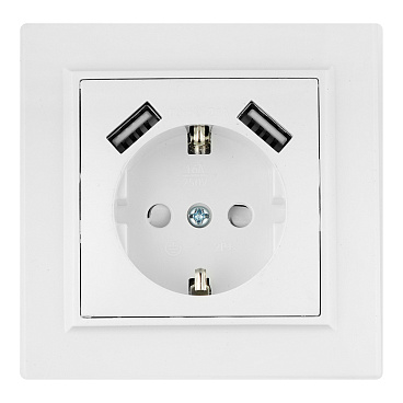 Розетка EKF Минск встраиваемая белая с 2хUSB-А (ERR16-028-100-2USB)