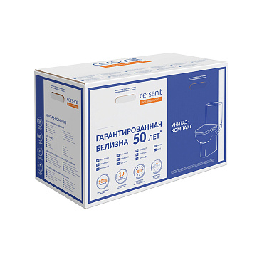 Унитаз-компакт Cersanit City безободковый с горизонтальным выпуском с сиденьем дюропласт микролифт белый (S-KO-CIT011-3/5-COn-S-DL-)