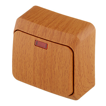 Выключатель Systeme Electric Этюд одноклавишный накладной бук с подсветкой (BA10-005T)