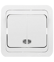 Выключатель Makel Mimoza двухклавишный встраиваемый белый с подсветкой (12023)