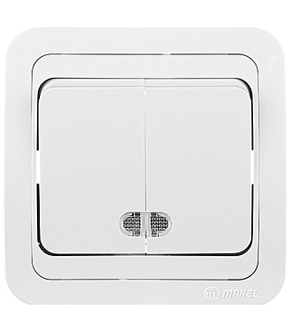 Выключатель Makel Mimoza двухклавишный встраиваемый белый с подсветкой (12023)