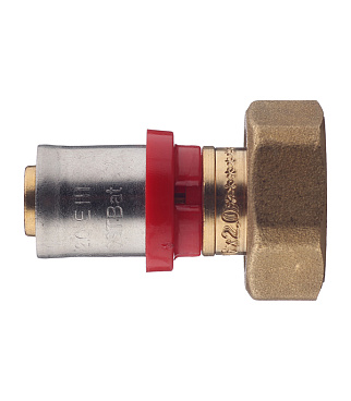 Соединитель прямой Tiemme с накидной гайкой под евроконус 16(пресс) х 3/4 ВР(г)