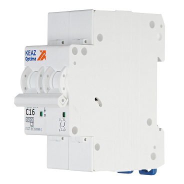 Автоматический выключатель модульный КЭАЗ OptiDin BM63 2P 16А тип C 4,5 кА 230/400 В (326803)