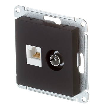 Розетка телевизионная/ компьютерная Systeme Electric AtlasDesign встраиваемая карбон TV/ RJ45 (ATN001089)