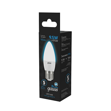 Лампа светодиодная Gauss E27 6500К 9,5 Вт 950 Лм 175-240 В свеча тонированная