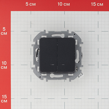 Выключатель Legrand Inspiria двухклавишный встраиваемый антрацит с подсветкой (673633)