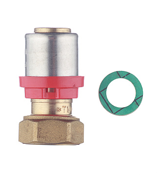 Соединитель прямой Tiemme с накидной гайкой и плоской прокладкой 20(пресс) х 1/2 ВР(г)