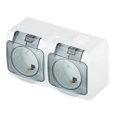 Розетка Systeme Electric Этюд накладная белая со шторками с крышкой (PA16-244B)