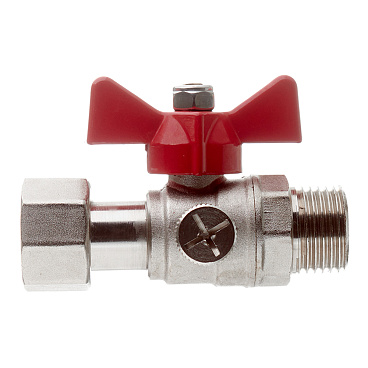 Кран шаровой латунный Valtec 1/2 НР(ш) х 1/2 ВР(г) для подключения манометра проходной бабочка прямой (VT.806.N.0404)
