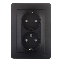 Розетка Systeme Electric Blanca встраиваемая антрацит со шторками (BLNRS001126)