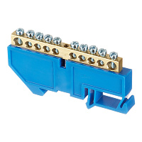 Шина нулевая на DIN-изоляторе EKF PROxima 6х9 мм 10 отверстий синяя (sn0-63-10-d-r)