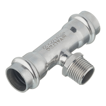 Тройник Valtec (VTi.933.I.220422) 22 мм х 1/2 НР(ш) х 22 мм нержавеющая сталь