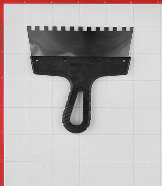 Шпатель зубчатый 200х8 мм с пластиковой ручкой (109446)