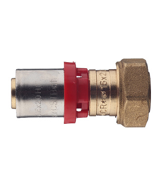 Соединитель прямой Tiemme с накидной гайкой под евроконус 16(пресс) х 1/2 ВР(г)