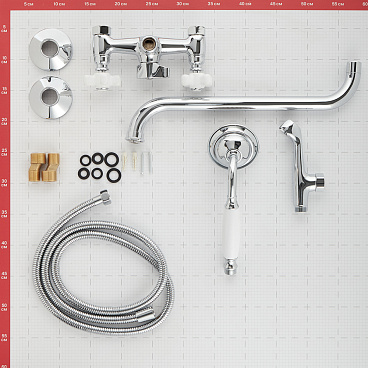 Смеситель для ванны Lavelly Simple хром двухвентильный с длинным изливом с лейкой (672192)