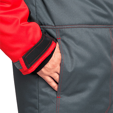 Костюм рабочий мужской утепленный ГК Спецобъединение КМ-10 52-54 рост 182-188 см серо-черный/красный